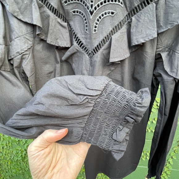 NWT | Love & Roses | cutwork black poplin blouse | Size 8 - Picture 3 of 10